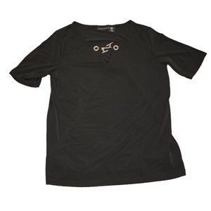 Ladies Tahari S/S Ladies Black Blouse   Size XS
